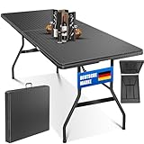 KESSER® Buffettisch Tisch klappbar Kunststoff 180x75 cm Rattan Optik...