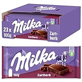 Milka Zartherb 23 x 100g, Zartschmelzende Schokoladentafel mit dunkler...