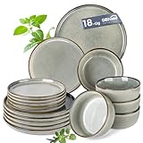 GBhome Geschirrset 6 Personen, 18-tlg Reaktive Glasur Handarbeit Steingut...