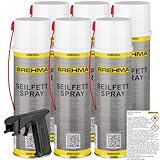 6x BREHMA Seilfett Spray 500ml Fettspray Sprühfett Kettenspray mit Griff