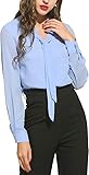 Beyove Damen V-Ausschnitt Schluppenbluse Chiffonbluse Langarmshirt Basic...