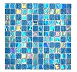 Glasmosaik Mosaikfliese small flip flop irisierend türkis blau mehrfarbig...