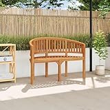 QUAHEAS Bananenbank 120 cm Massivholz Teak, Elegante Outdoor Gartenbank...