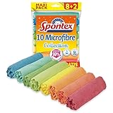 Spontex Microfibre Allzwecktücher 8+2 Gratis, 1 Packung - bunte...