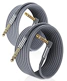 RUXELY 6.35mm TRS Gitarrenkabel 3M 2-Stück,90 Grad 1/4' Stecker Stereo...