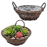 Spetebo Pflanzschale aus Rattan Naturfaser 2er Set - 30 cm - Blumentopf mit...