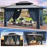 HOTEEL Hardtop Pavillon 3 x 3,65 m Wasserdicht Stabil Winterfest Doppeldach...