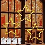 Weihnachtsdeko Fenster Weihnachtssternlichter, 3 Stück 40 LED Sterne...