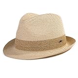 Comhats Herren Strohhut Trilby für Sommer, Sonnenschutz - Faltbarer Panama...