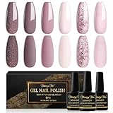 Shining She UV Nagellack,6 Farben Glitzer Rosa Dunkelrosa Hellrosa...