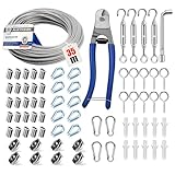 Angooni 74 pcs Stahlseil Kit, 35 m Verdickt 3 mm Edelstahl Drahtseil,...