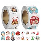 1000 Stück Aufkleber Weihnachten Etiketten Rund Weihnachtsaufkleber...