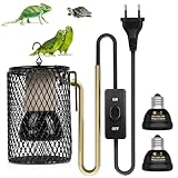 Adiwo Schildkröte Wärmespotlampe, Reptilien Wärmelampe mit Schutzkorb, 2...
