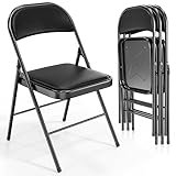 Bonnlo Klappstühle 4er Set mit Komfortabler PU-Polsterung an Sitz &...