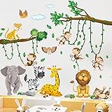 Wandtattoo Dschungel Tiere Baum Reben Wandsticker Kinderzimmer Tierische...