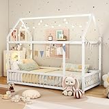 Generisch Hausbett für Kinder, 90x200 cm, Weiß, mit Lattenrost,...