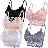 Duufin 5 Stück Spitzen BH Bralette Spitze Gepolstert für Damen und...