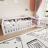 TOBIDOEN Kinderbett Bodenbett 90 x 200 cm mit Stauraum, reichlich...
