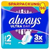 Always Ultra Binden Damen Gr. 2, Long, 96 Damenbinden mit Flügeln (3 x 32...