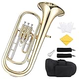 Btuty Baritonhorn Bb Brass Kolbenstil Goldlac-k Oberfläche Blasinstrument...