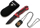 KOSxBO® Firefighter Rescue Knife EMS Rettungsmesser mit Glasbrecher,...