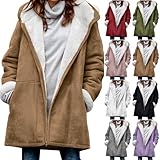 Damen Wintermantel Lang Elegant Einfarbige Winterjacke Warm Winter...