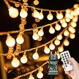 Lichterkette Außen Strom Outdoor - 15M 100 LED Kugel Lichterkette mit 8...