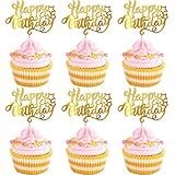 Xsstarmi Cupcake-Topper 'Happy Birthday', glitzernd, für Babyparty,...
