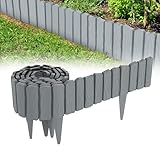 QEENTOE 2.4m Rasenkante Kunststoff Beetumrandung mit Holzoptik & 10 cm...