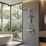 FORIOUS Duschsystem mit Thermostat – 3-in-1 Duscharmatur Komplettset mit...