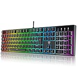 Mechanische Gaming Tastatur QWERTZ mit RGB-Beleuchtung (Blue Switches) -...