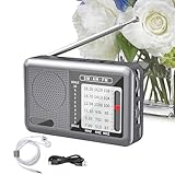 FM-Radio, Tischradio mit Kopfhörern, wiederaufladbarer...