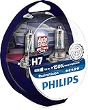 Philips RacingVision +150% H7 Scheinwerferlampe 12972RVS2, Doppelset Twin...