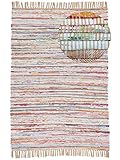 carpetfine Flickenteppich Kelim Chindi Taupe 60x110 cm | Fleckerlteppich...
