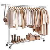 SONGMICS Kleiderständer auf Rollen, Schwerlast-Garderobenständer,...