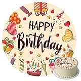 J&M DECO Tortenaufleger Happy Birthday – essbare Kuchendeko Ø 20 cm...