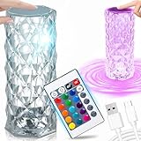 Retoo Tischlampe RGB aus Kristall mit USB C, Touch und Dimmbar,...