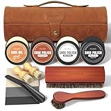 BALORIZ Schuhcreme & Pflegeset, Schuhputzset für Leder mit Schuhbürsten,...