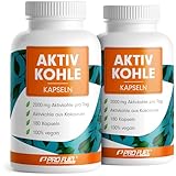 Aktivkohle Kapseln 360x - optimal hochdosiert mit 2000 mg pro Tag -...