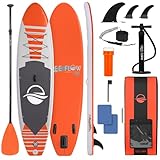 SereneLife Stand Up Paddling Board Orange Aufblasbares SUP Set mit Paddel,...