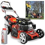 HECHT 5-IN-1 Benzin Rasenmäher – leistungsstarker 4 Takt Motor 4,0 kW...