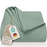 LAYNENBURG Premium Tagesdecke 180 x 220 cm - Waffelpique 100% Baumwolle -...