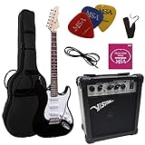 ELEKTROGITARRE SCHWARZ - E-GITARRE - IM SET MIT 20WATT VERSTÄRKER - TASCHE...