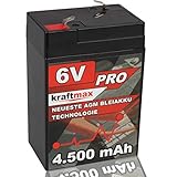 Kraftmax Industrial Pro Bleiakku [ 6V / 4,5Ah ] AGM Hochleistungs- Blei...