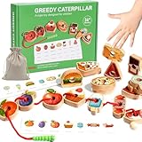 KERANEET Montessoris Spielzeug Holz Fädelspiel ab 1 2 3 Jahre...