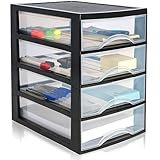 Hausfelder Schubladenbox a4, Box mit 4 Schubladen aus Kunststoff, Organizer...
