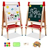 Kindertafel aus Holz mit Papierrolle Doppelseitige Whiteboard und Tafel...