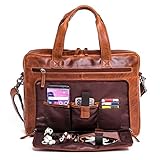 ALMADIH Leder Laptoptasche Aktentasche BRUNO antik - Premium Business...