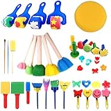 Schwamm Malerei Pinsel Set,30 Stücke Kinder Schwammpinsel...