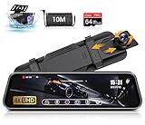 4K Spiegel Dashcam Rückspiegel Kamera mit 64G SD-Karte Rückfahrkamera...